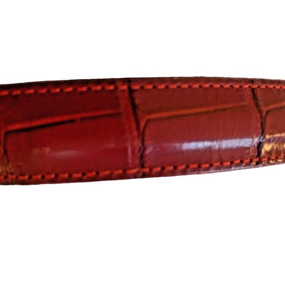 Brighton Golf Charm Croc Embossed Red LEATHER Belt Medium 30 Excellent - Picture 2 of 6
